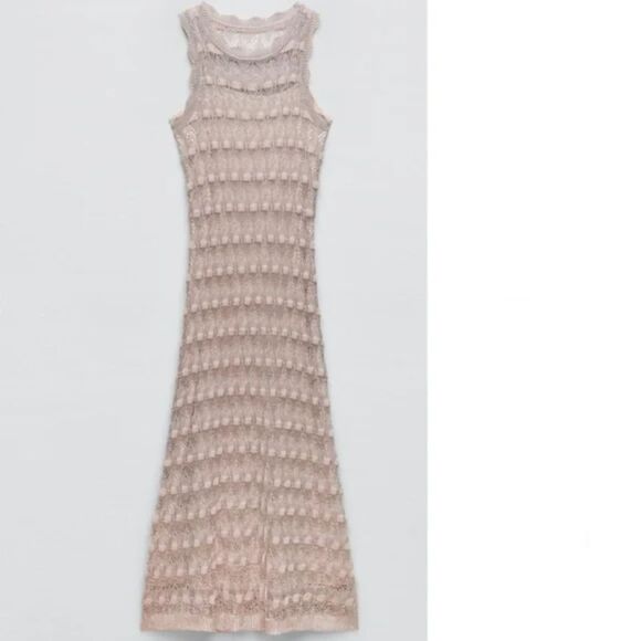 ZARA CROCHET METALLIC THREAD KNIT DRESS LIMITED EDITION - Picture 11 of 14